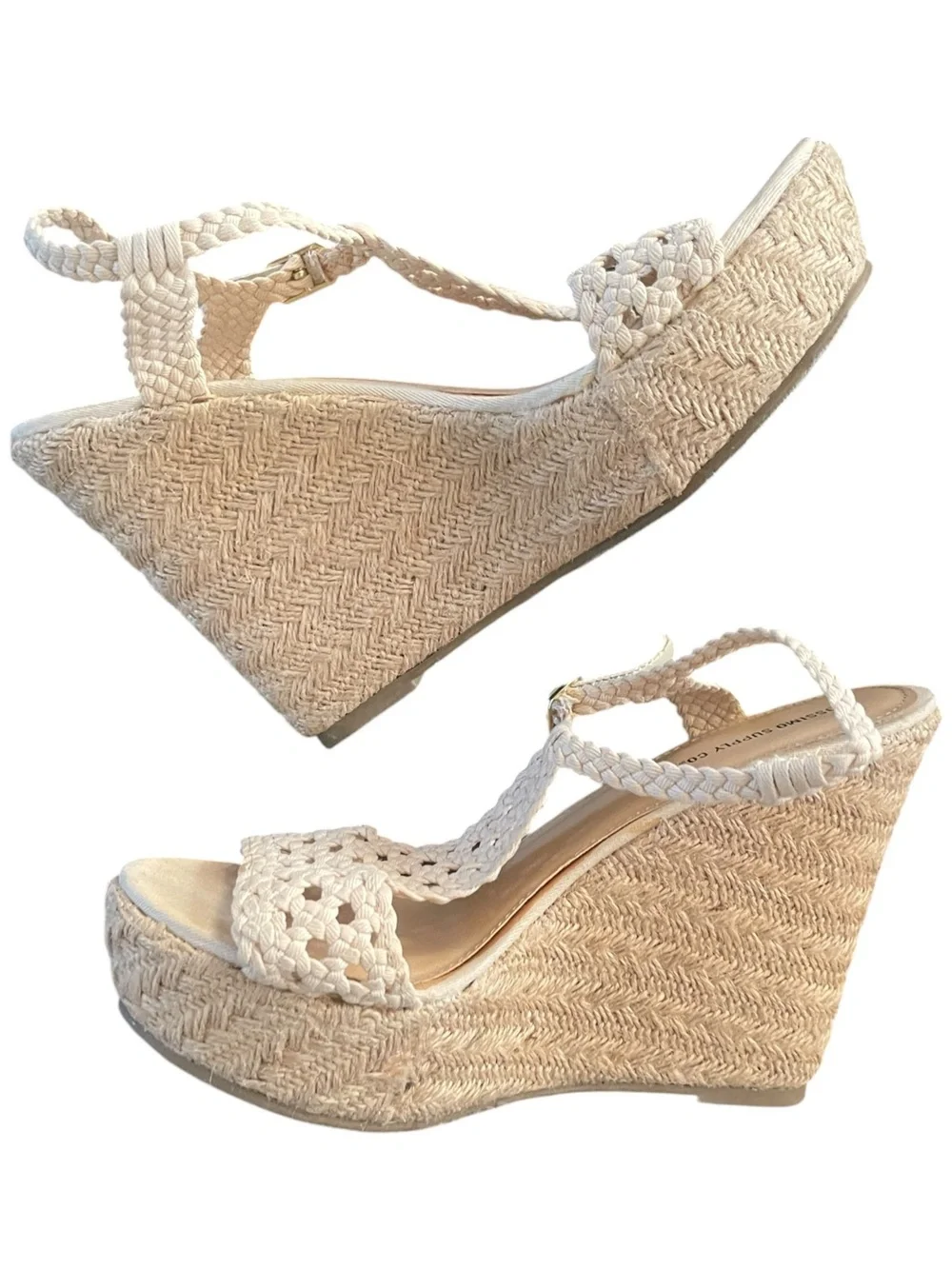 Mossimo beige woven platform Espadrille wedge sandals vacation Resortwear 8.5